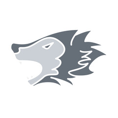 Wolf icon in flat color style