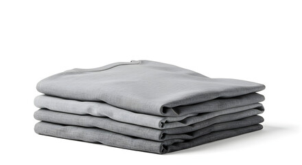 Pile folded gray tshirt white backdrop simple clean product photography background
