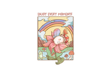 Enjoy every moments, kawaii frog Sublimation T shirt Design 