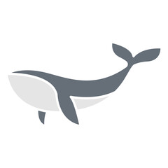 Whale icon in flat color style