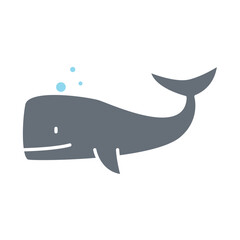 Whale icon in flat color style