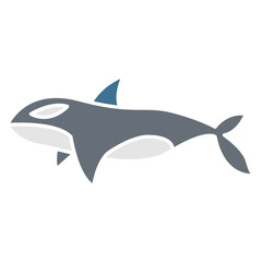 Whale icon in flat color style