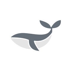 Whale icon in flat color style