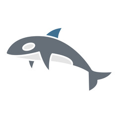 Whale icon in flat color style