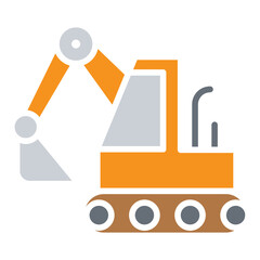 Excavator icon in flat color style