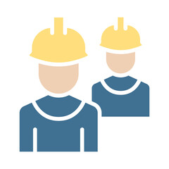 Worker icon in flat color style