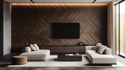 Beautiful Modern Living room Interior with furniture's ,mockup frame , posters, wall -3d Rendering