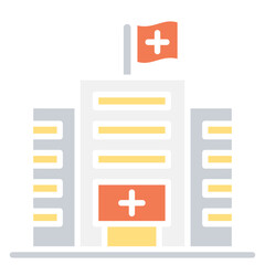Obraz premium Hospital building icon in flat color style