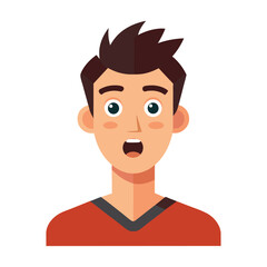 a flat illustration of a man's wow face expression
