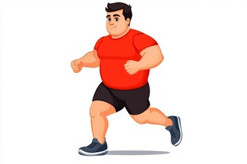 Fototapeta premium a 2D cartoon illustration of a person doing high knees, cardio and active, white background