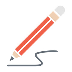 Pencil icon in flat color style