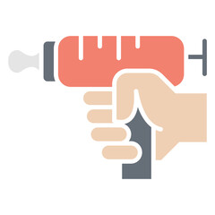 Supermom gun icon in flat color style