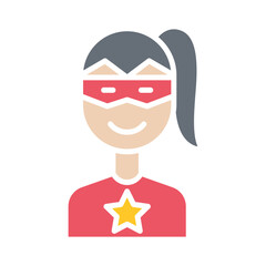 Super woman icon in flat color style