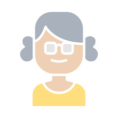 old woman icon in flat color style