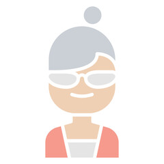 old woman icon in flat color style