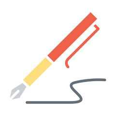 Signature icon in flat color style