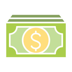 Cash icon in flat color style