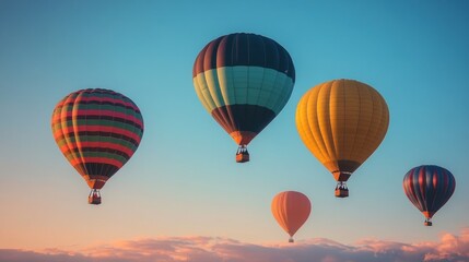 Fototapeta premium Hot air balloons flying in the sky during sunset
