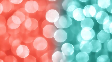 Abstract background. Bokeh circles, coral, aqua colors, use for texture, layer, website, digital art
