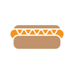 Hot dog icon in flat color style