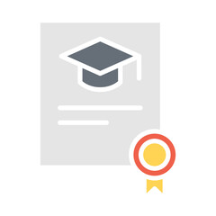 Certificate icon in flat color style