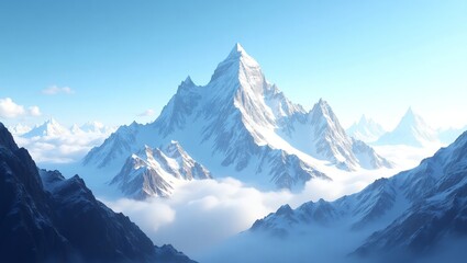 Fototapeta premium Scenic High-Altitude Glacier and Snowy Peaks in Winter