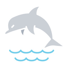 Dolphin icon in flat color style
