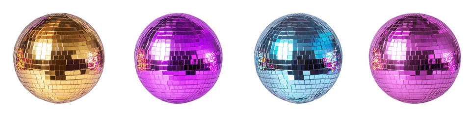 A set of colorful disco balls