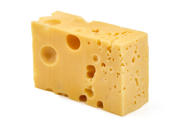 Maasdam cheese, isolated on white background.