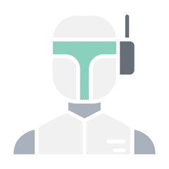Cyborg icon in flat color style