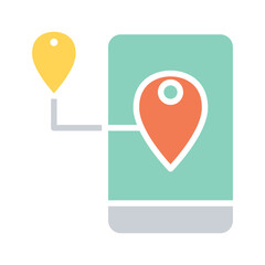 Online map icon in flat color style