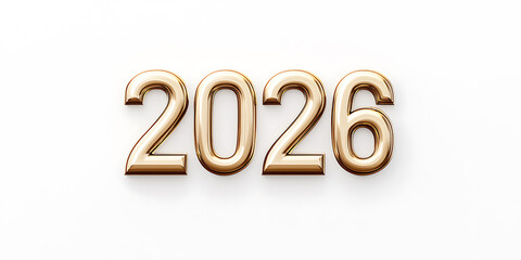 Gold-colored year numbers. The shiny, rounded font suggests a bright outlook. Isolated against a clean white background.