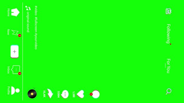 Social media template mobile interface, ui, app, web. Mobile interface. Background with vinyl disc and a lot of buttons. Animation on green background. Footage