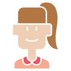 Woman icon in flat color style