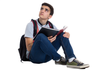 Student sitting on the floor thinking