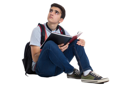 Student sitting on the floor thinking