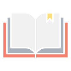 Book icon in flat color style