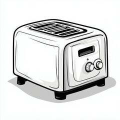 Fototapeta premium Black and white toaster illustration: Essential Kitchen Appliance for Easy Breakfast In Modern Kitchen Decor