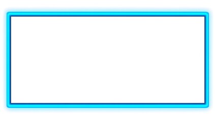 Glowing neon blue rectangular frame, abstract light effect on white background