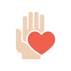 Care icon in flat color style