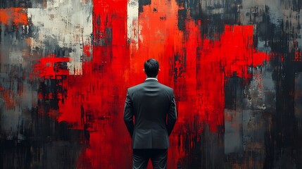 Man Contemplates Abstract Art
