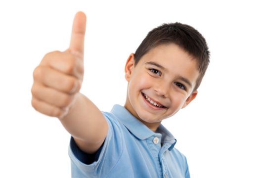 Happy boy giving thumbs up