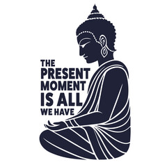 Vector silhouette emblem of buddha meditating in lotus position, conveying serenity, mindfulness, and spiritual awakening, promoting peace and harmony through meditation practice