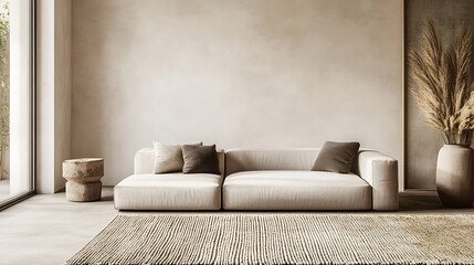 Beautiful Modern Living room Interior with furniture's ,mockup frame , posters, wall -3d Rendering