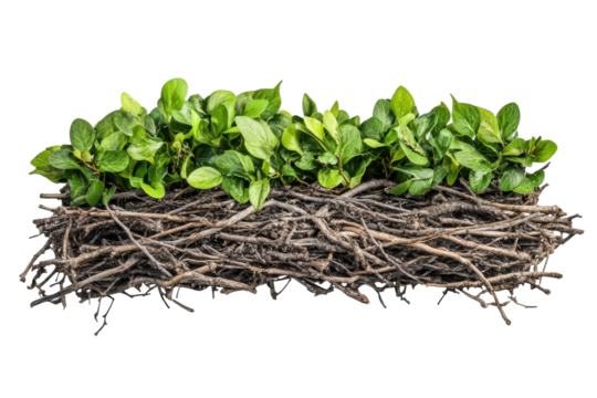 Rabbit resting on a natural nest with foliage, cut out - Powered by Adobe