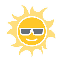 Sun icon in flat color style