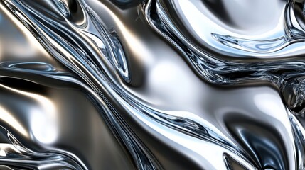 Abstract metallic texture with flowing patterns reflecting light, ideal for backgrounds or designs