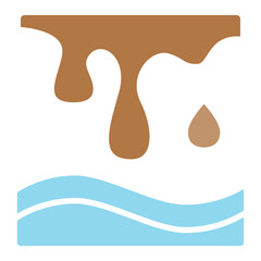 Water pollution icon in flat color style