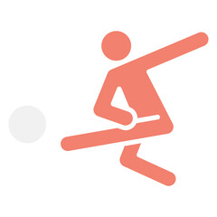 Playing football icon in flat color style