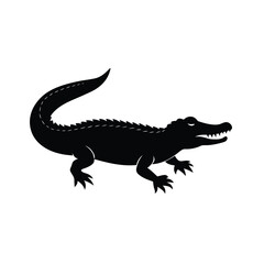 Alligator Silhouette Vector Art and Minimalist Alligator Black Color Design Illustration